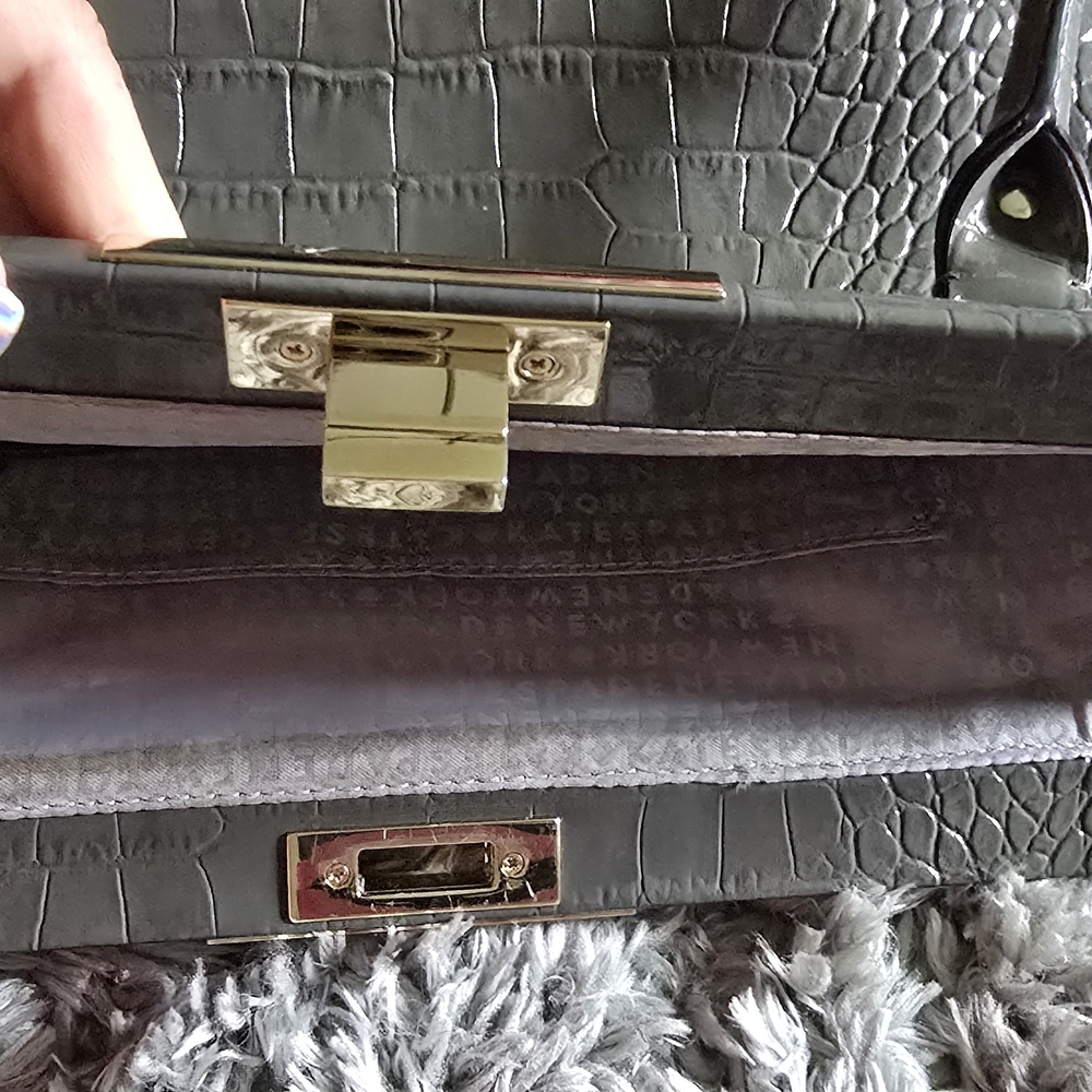 Kate Spade Knightsbridge Graphite Croc-Embossed Tote - Picture 9 of 13